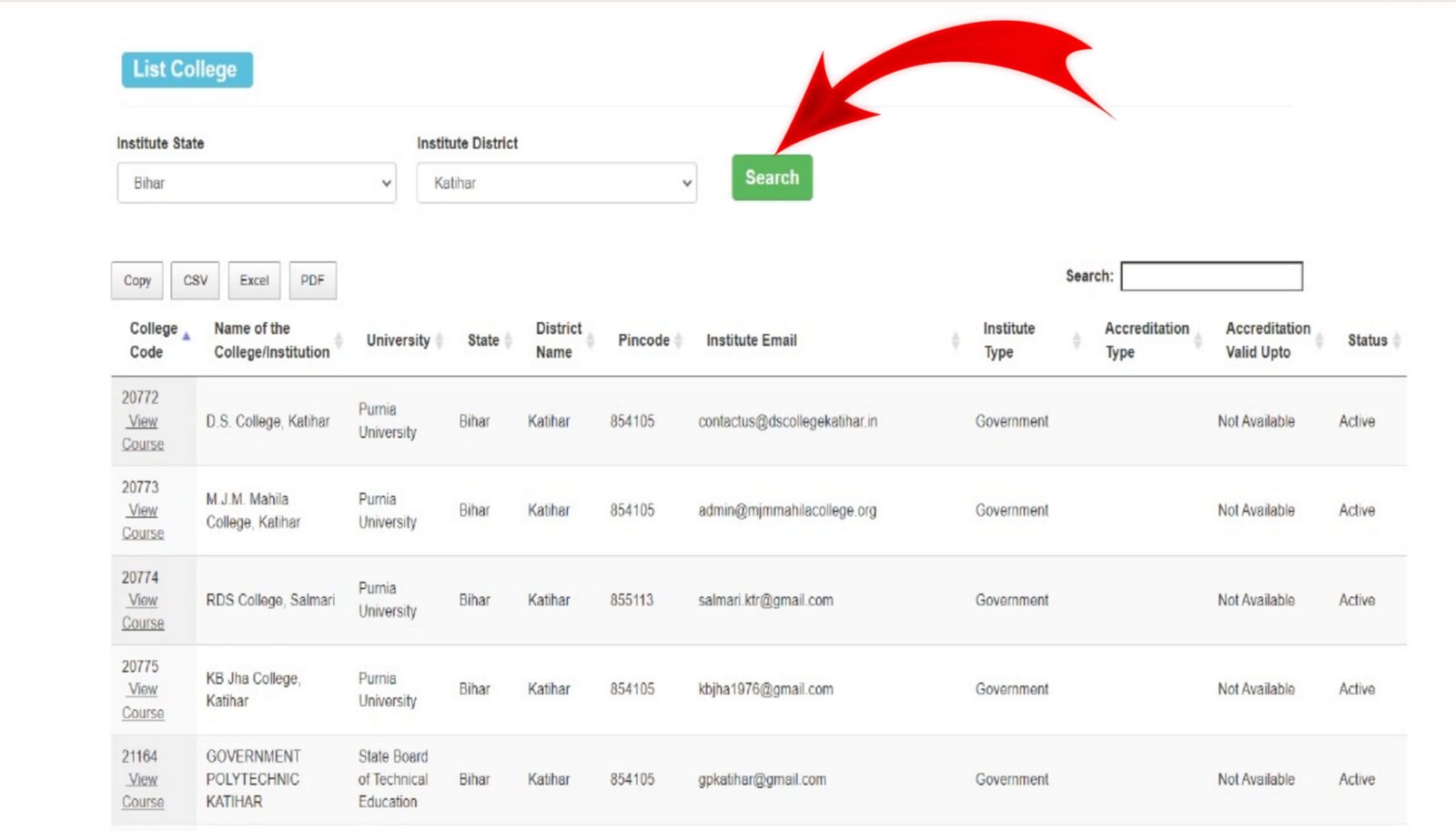 Bihar Student Credit Card Yojana 2024 Collage List